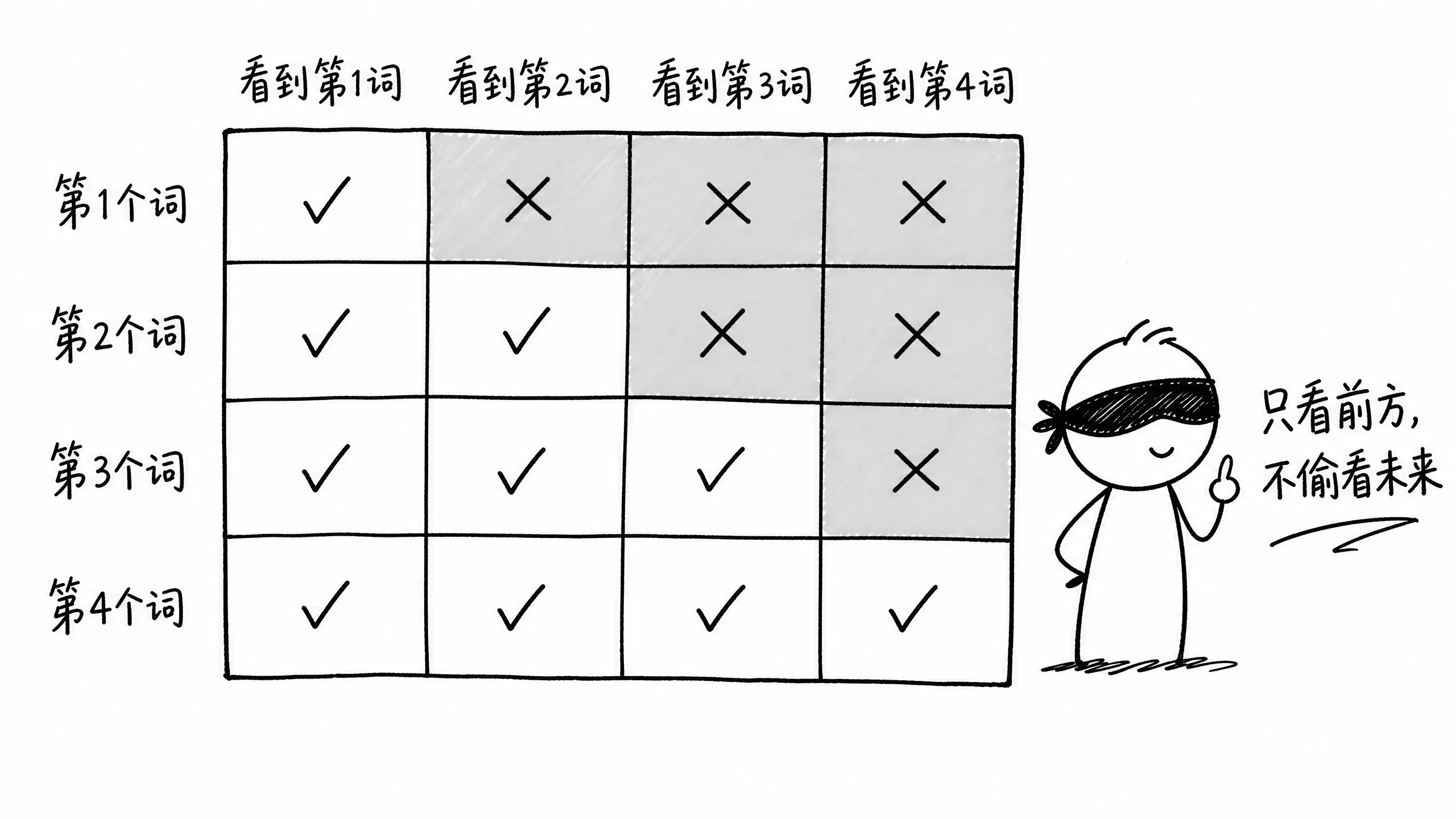 插图8:GPT因果Mask不偷看未来